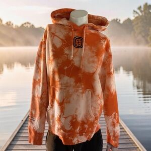 Overtime Women's Orange Tie-Dye Hoodie - thick - Medium